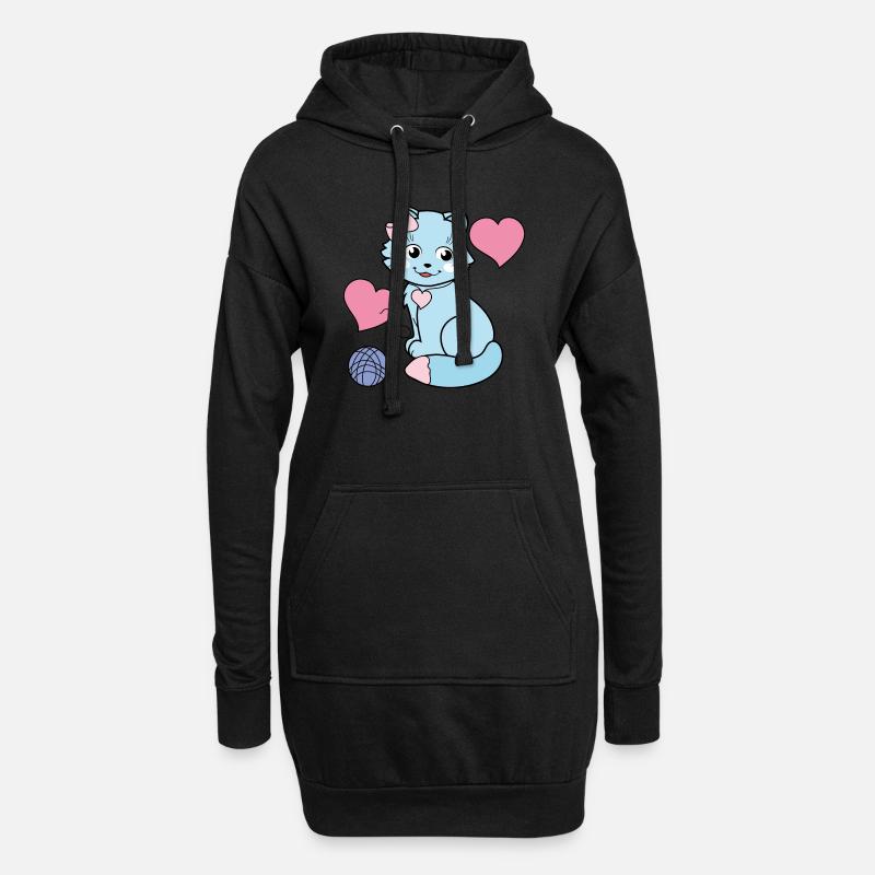 Kinder Katze Kaetzchen - Hoodie-Kleid - Schwarz