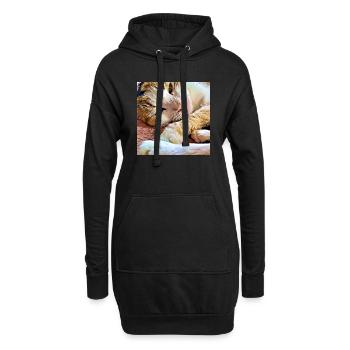 Gros plan d’un chat domestique plus âgé couché et se reposant - Sweat-shirt à capuche long Femme - noir - Devant
