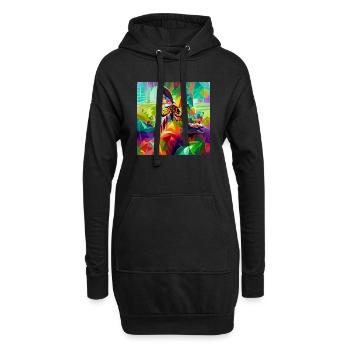 Style rétro psychédélique coloré et psychédélique - Sweat-shirt à capuche long Femme - noir - Devant