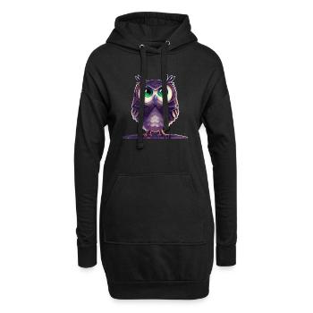 Eule mit Rüstung - Hoodie-Kleid - Schwarz - Vorne