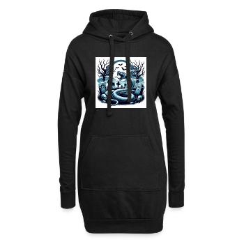 Schlange Friedhof Halloween - Hoodie-Kleid - Schwarz - Vorne