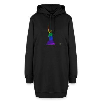 Hermannsdenkmal Regenbogen - Hoodie-Kleid - Schwarz - Vorne - AI Model Female 172 light (172cm)