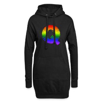 arc-en-Q - Sweat-shirt à capuche long Femme - noir - Devant