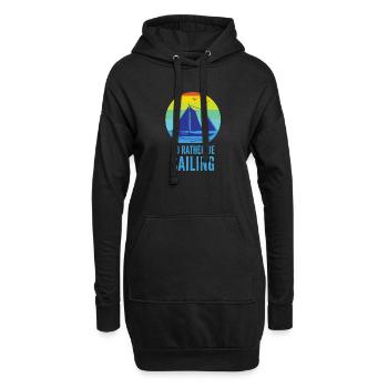 Je préférerais naviguer - voilier - mer - Sweat-shirt à capuche long Femme - noir - Devant