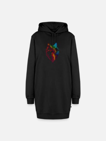 Cosmic Wolf - Hoodie-Kleid - Schwarz