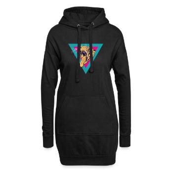 Leopard - Hoodie-Kleid - Schwarz - Vorne