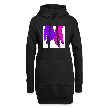 mains pourpres - Sweat-shirt à capuche long Femme - noir - Devant