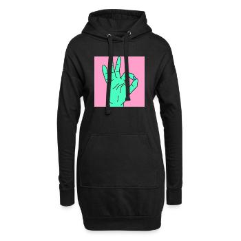 ok rose - Sweat-shirt à capuche long Femme - noir - Devant