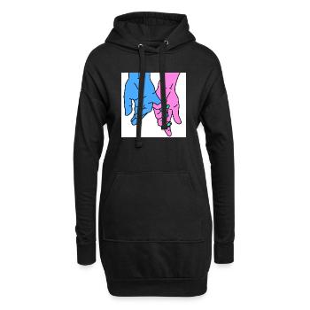 mains roses - Sweat-shirt à capuche long Femme - noir - Devant