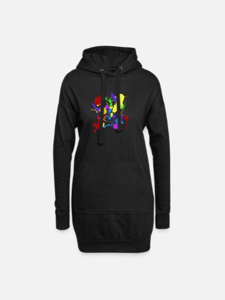 Farbflecken - Hoodie-Kleid - Schwarz