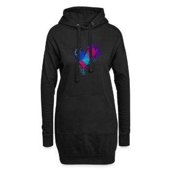 Coeur dessiné à l'aquarelle - Sweat-shirt à capuche long Femme - noir - Devant