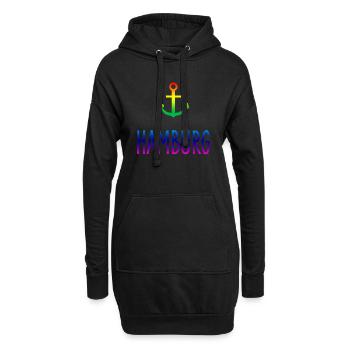 CSD Hamburg, ancre Rainbow Gay - Sweat-shirt à capuche long Femme - noir - Devant