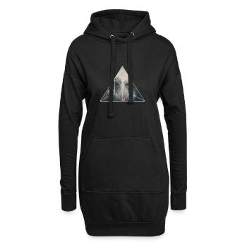 Modern Nature Grafik - Hoodie-Kleid - Schwarz - Vorne
