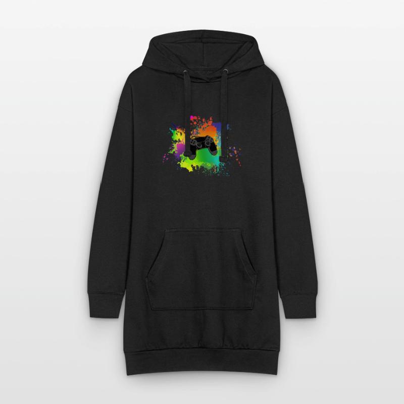 Controller Farbklecks Bunt Gaming Geschenk Idee Hoodie-Kleid