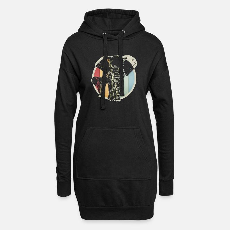 Bunter retro Elefant - Hoodie-Kleid - Schwarz