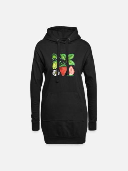 Erdbeeren - Hoodie-Kleid - Schwarz