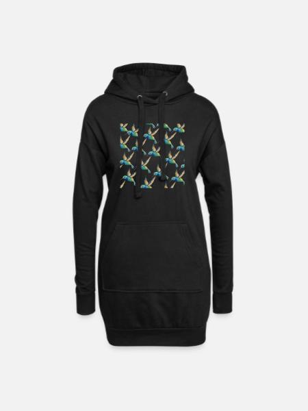 Humming Bird Pattern Lovers Design Cadeau - Sweat-shirt à capuche long Femme - noir