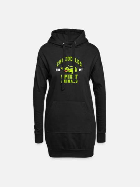 Crocodile, crocodile, dessin animé, crocodile, favori, animal - Sweat-shirt à capuche long Femme - noir