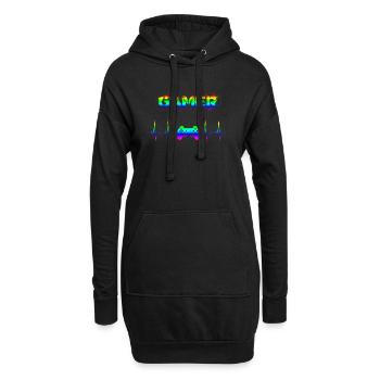 Gamer - Sweat-shirt à capuche long Femme - noir - Devant