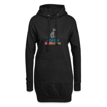 Chat Coffe Miau/ Meow - Sweat-shirt à capuche long Femme - noir - Devant