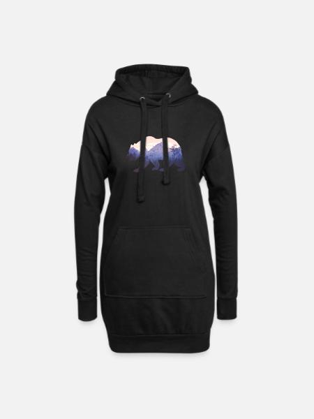 Bear with mountains landscape - Hoodie Dress - black