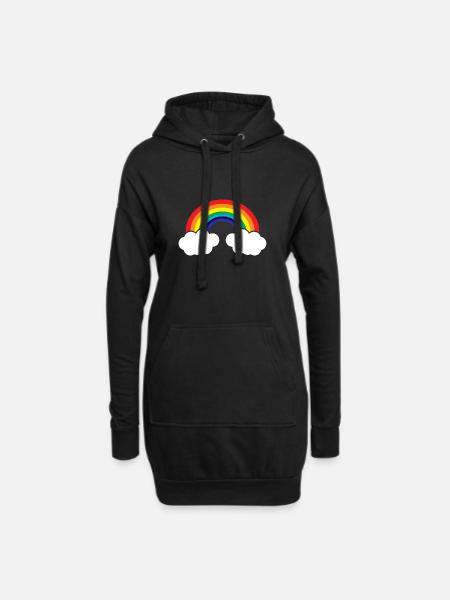 Regenbogen - Hoodie-Kleid - Schwarz