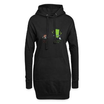 Kaffee Koffein Junkie Akku Lustig Batterie Witzig - Hoodie-Kleid - Schwarz - Vorne