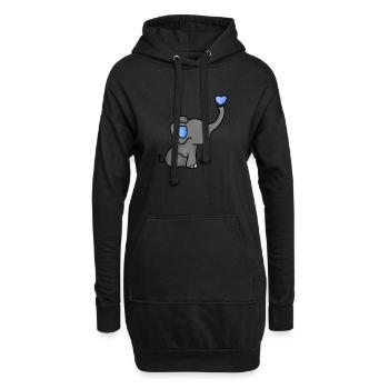 Baby Elefant - Hoodie-Kleid - Schwarz - Vorne