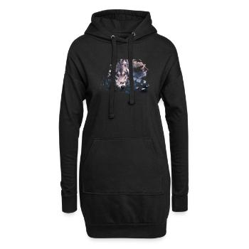 Wolf Farb Splash - Hoodie-Kleid - Schwarz - Vorne