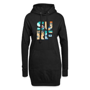 SURF Sommer Strand Wellen Surfbrett - Geschenkidee - Hoodie-Kleid - Schwarz - Vorne