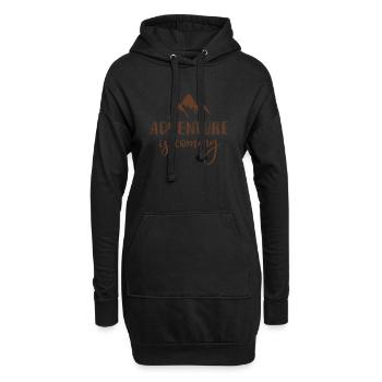 L'aventure arrive - Sweat-shirt à capuche long Femme - noir - Devant
