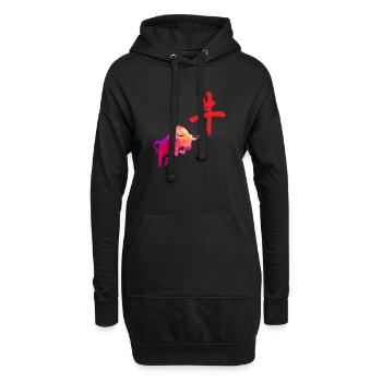 Chinesische Sternzeichen Büffel Low Poly Art - Hoodie-Kleid - Schwarz - Vorne