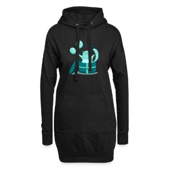 Cadeau boîte surprise en montgolfière - Sweat-shirt à capuche long Femme - noir - Devant