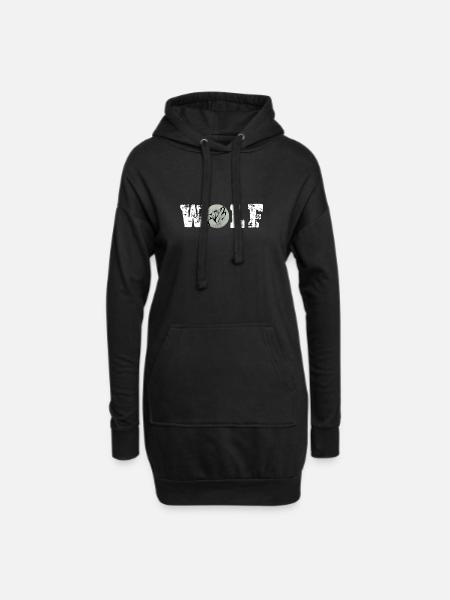 Wolf Mond moon - Hoodie-Kleid - Schwarz