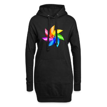 bunte Windmühle Kinderspielzeug Regenbogen Sommer - Hoodie-Kleid - Schwarz - Vorne