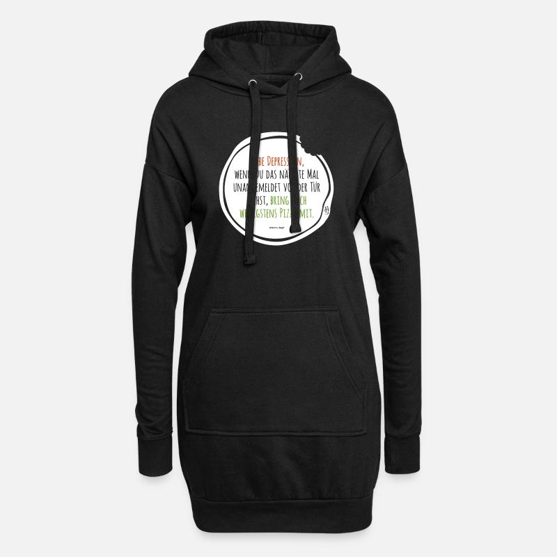 Depression Pizza - Hoodie-Kleid - Schwarz