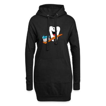 Dents heureuses dents saines aiment rire - Sweat-shirt à capuche long Femme - noir - Devant