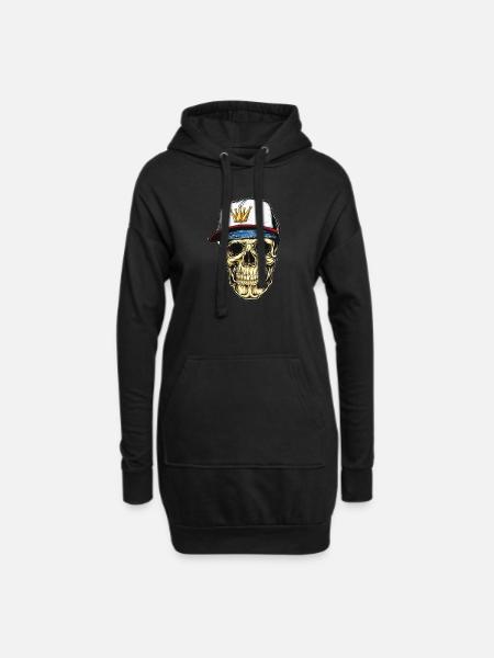 tete de mort - Sweat-shirt à capuche long Femme - noir