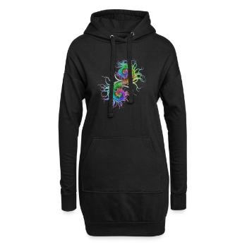Hippocampe psychédélique abstraite spirale psy - Sweat-shirt à capuche long Femme - noir - Devant