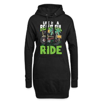 Life is beautiful ride für Fahrradfahrer - Hoodie-Kleid - Schwarz - Vorne
