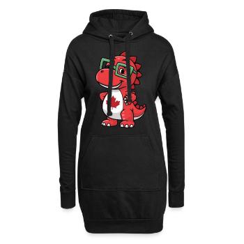 Niedlicher kanadischer Dinosaurier mit Brille für - Hoodie-Kleid - Schwarz - Vorne