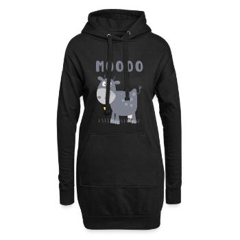Mooo Kuh Comic Rind Bauernhoftier Comic - Hoodie-Kleid - Schwarz - Vorne