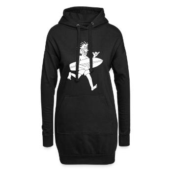 Ungeduldiger Surfer (weiß) - Hoodie-Kleid - Schwarz - Vorne