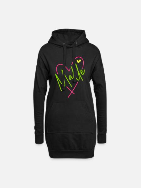Malle Herz bunt (Farbwechsel alle Farben änderbar) - Hoodie-Kleid - Schwarz
