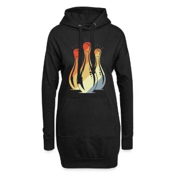 Bowling Grafik Retro Look - Hoodie-Kleid - Schwarz - Vorne