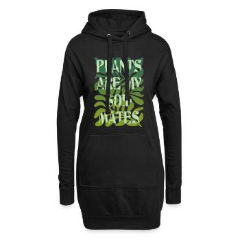 Plants Are My Soulmates Schriftzug - Hoodie-Kleid - Schwarz - Vorne