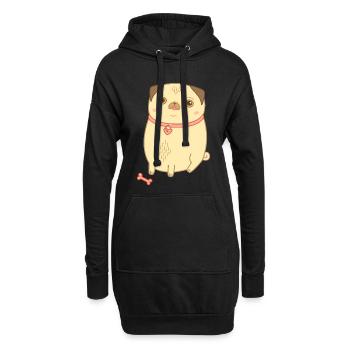 Carlin, chien mignon mignon, maman carlin - Sweat-shirt à capuche long Femme - noir - Devant