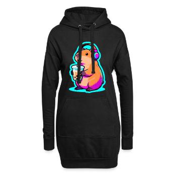 Mignon Capybara Bubble Tea Kawaii Animal Gift - Sweat-shirt à capuche long Femme - noir - Devant