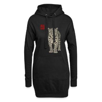 Léopard asiatique - Sweat-shirt à capuche long Femme - noir - Devant