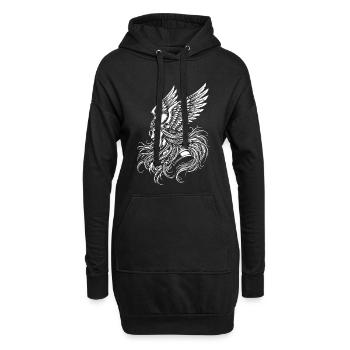 Walküre, nordische Kriegerin, Maskottchen, Wikingerfrau, - Hoodie-Kleid - Schwarz - Vorne